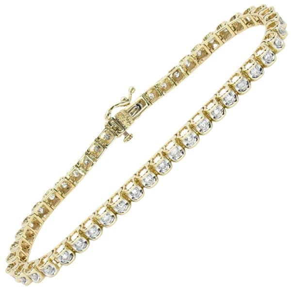 1.5ctw Diamond Tennis Bracelet 14K Two Tone Gold