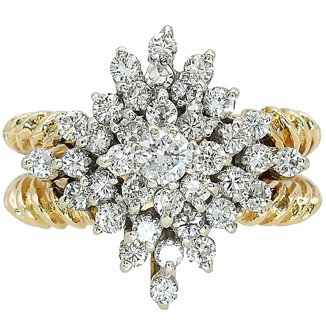 1.18ctw Diamond Waterfall Rope Split Ring 14K